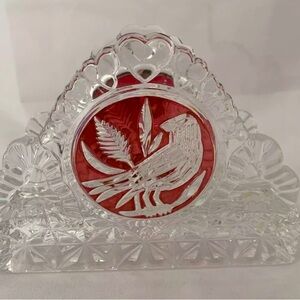 HOFBAUER Byrdes Crystal Napkin Letter Holder Circa 1950s made in Germany